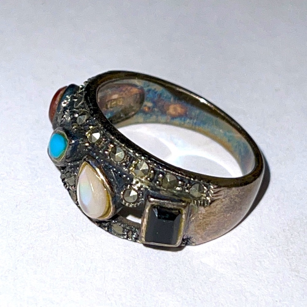 925 Sterling Silver Multistone Ring - image 3